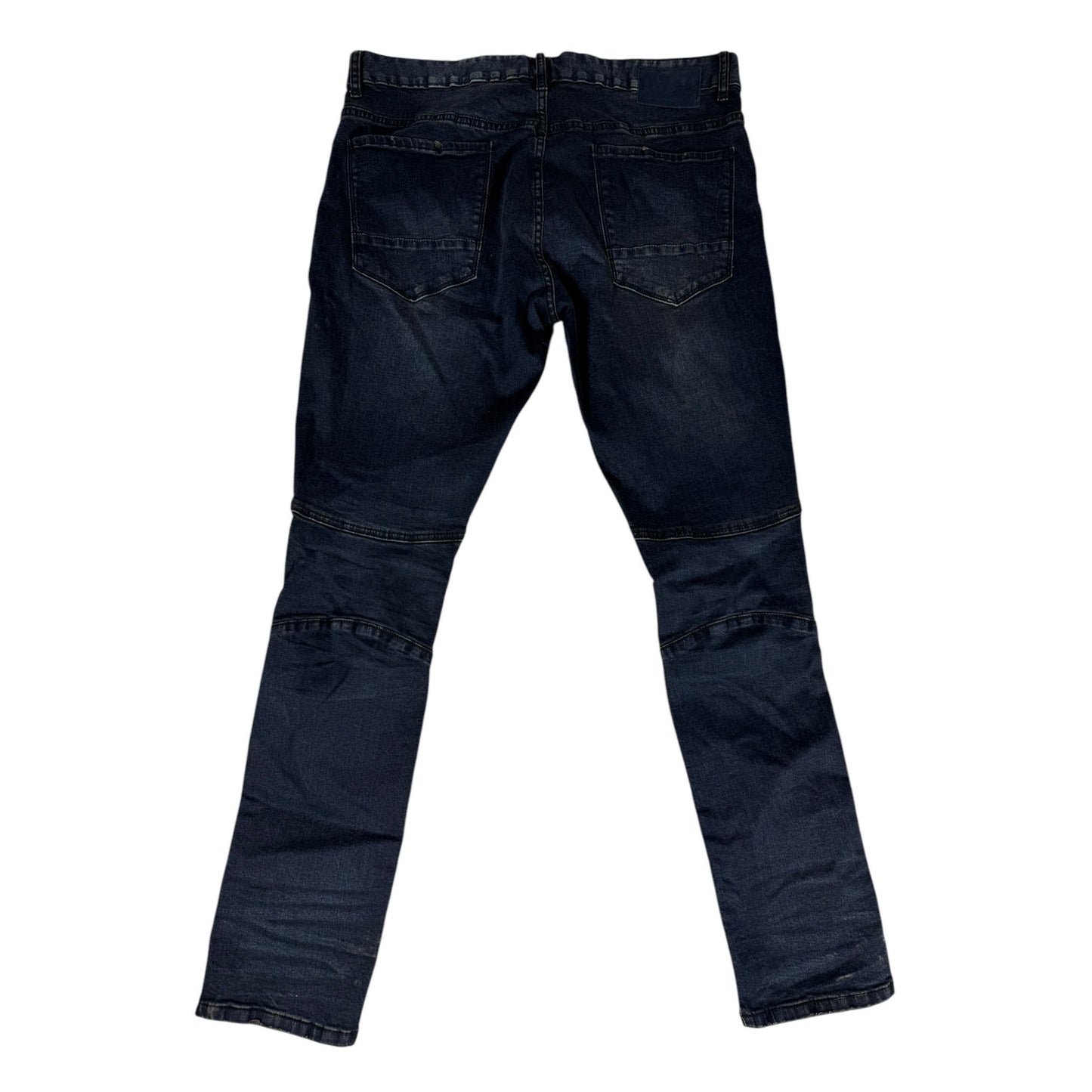Smoke Rise Denim Jeans Men Slim Tapered 36x32 Dark Distressed Jeans