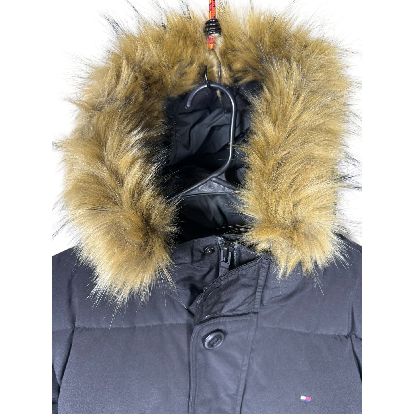 NWT Men's Tommy Hilfiger Black Faux Fur Insulated Wind resistant Parka Size XXL