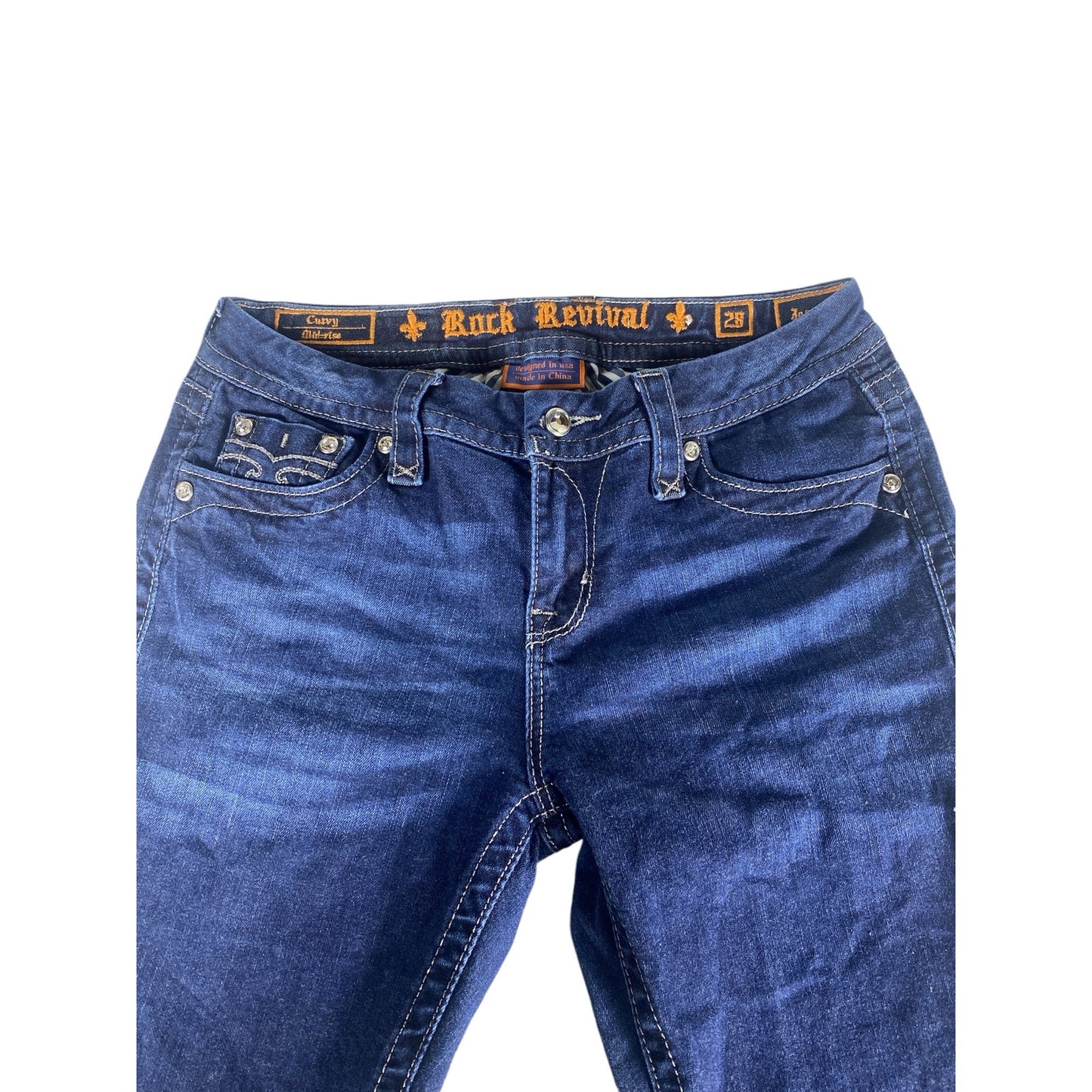 Women Rock Revival Jessica Flap Pocket jeans size 28