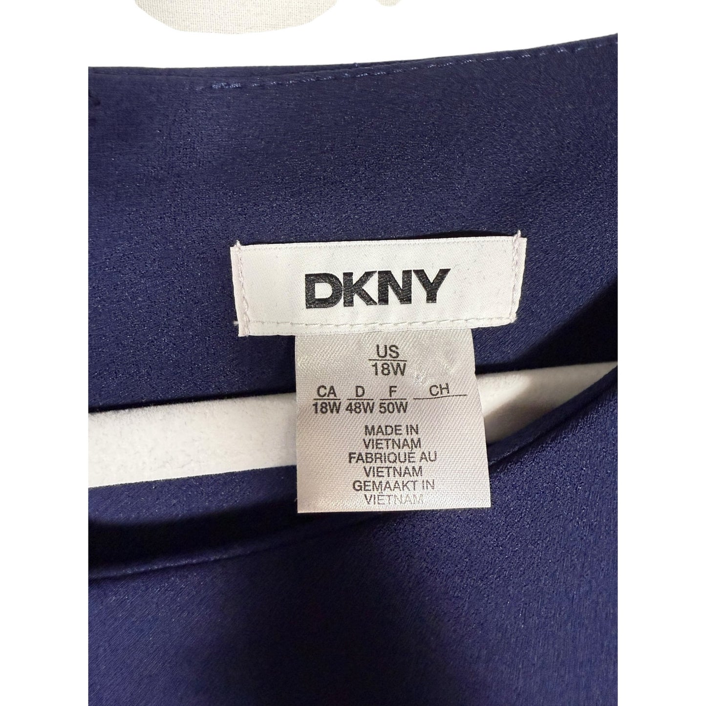 NWT DKNY Dress Women's Sheath Navy Blue 18W Short Sleeve Midi Plus Size