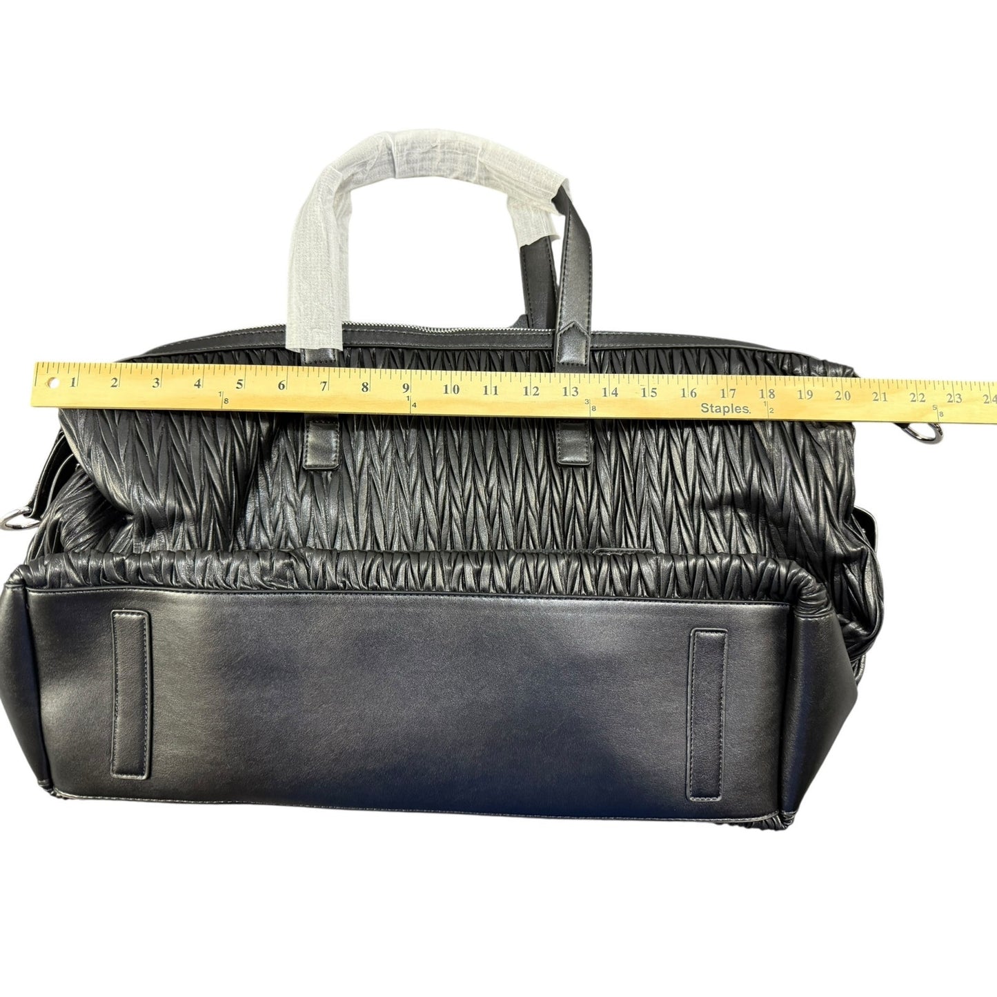 New Women's Knit Leather Large Black Tote shoulder bag with strap