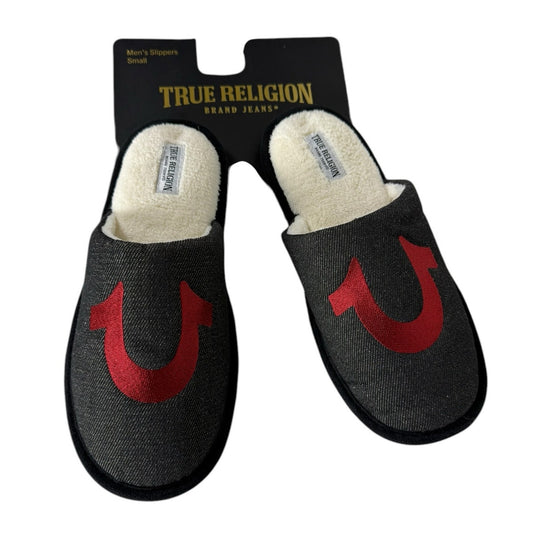 NWT True Religion Slippers Men's Black Slip on Size Small (7-8)