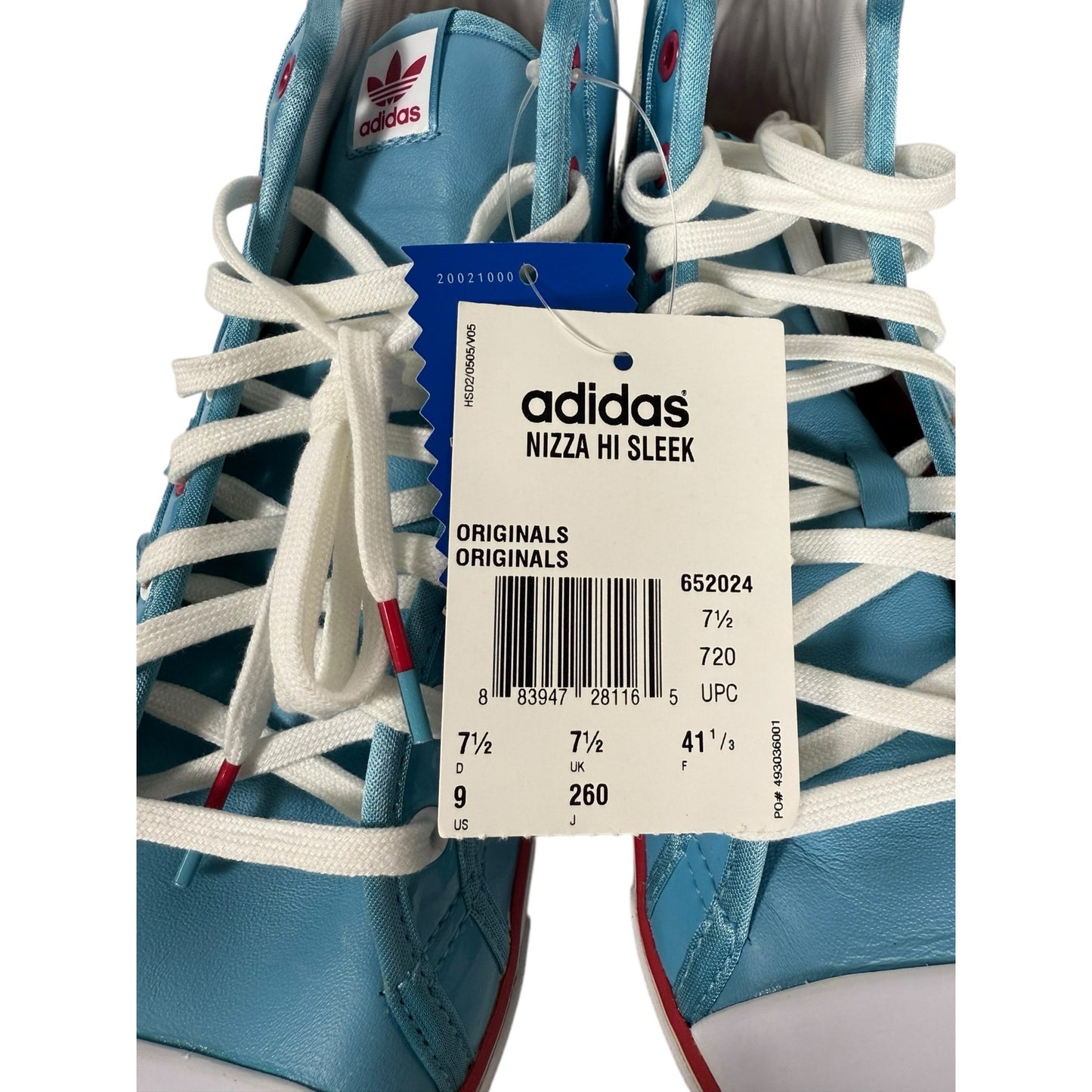 NWT Adidas Nizza Hi Sleek Women's Blue Size 7.5 High rise