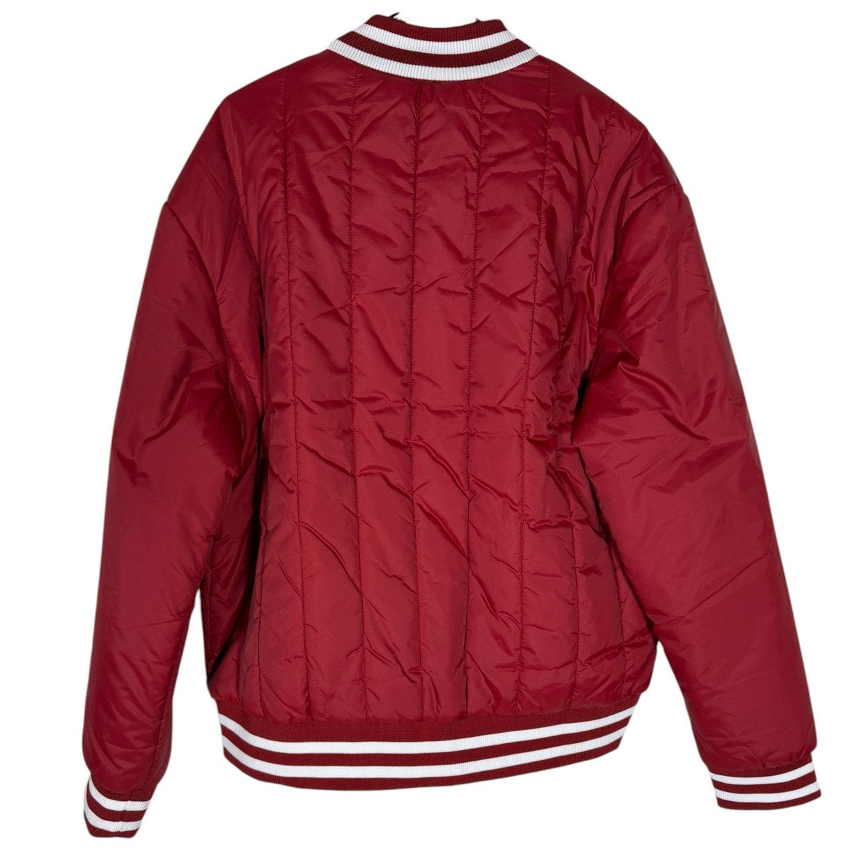 NWT Men's True Religion Red Dahlia Vertical Quilted Full Zip Jacket Size Large