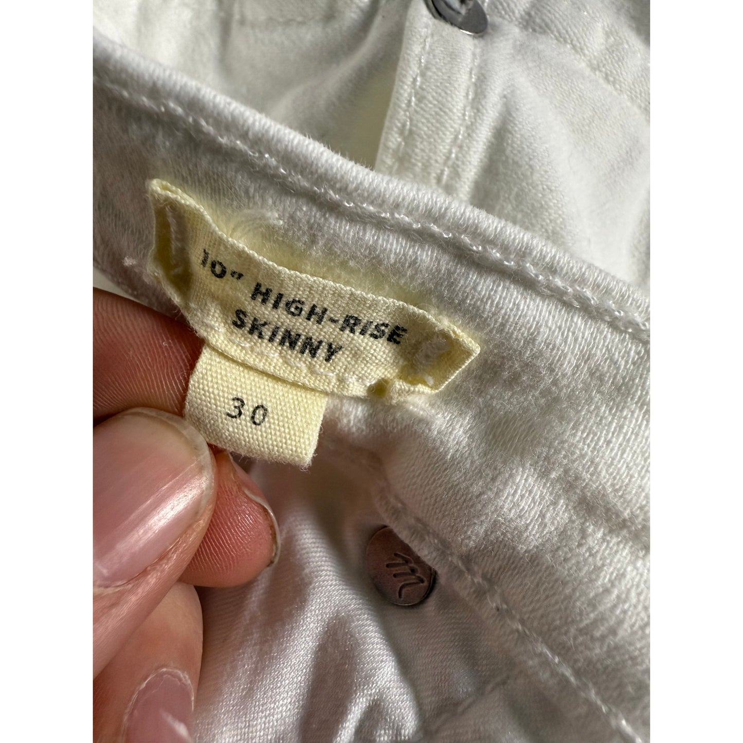 Women's Madewell White Ankle Hi-rise Skinny Jeans Button up size 30
