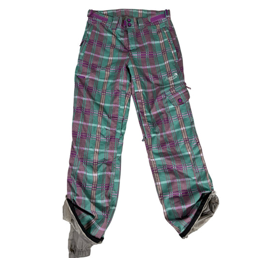 Women's Venture Liquid 5000mm Green and Pink Plaid Snow pants Medium