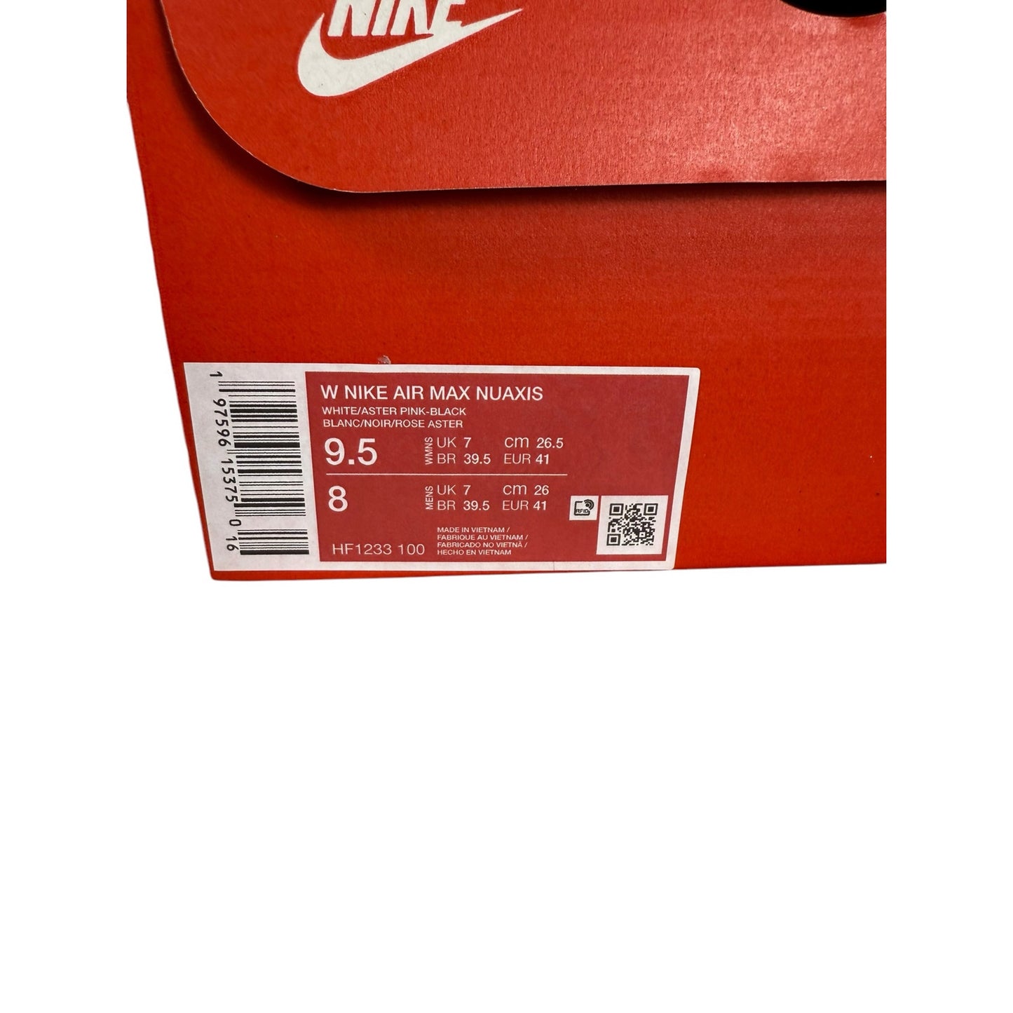 Nike Air Max Nuaxis Women's Size 9.5 White Aster Pink HF1233-100 Running NIB