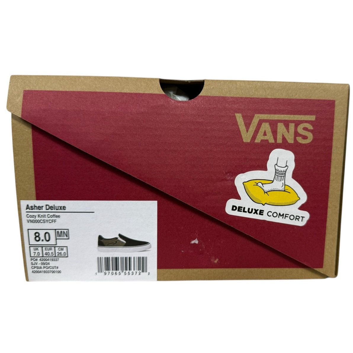 New Vans Asher Deluxe Cozy Knit Slip-On Shoes - Men's Size 8