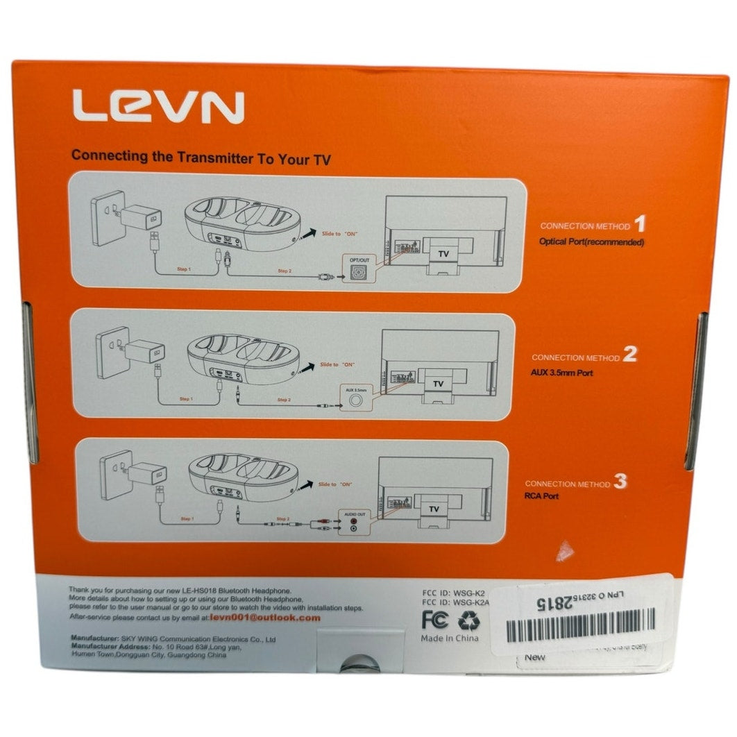 LEVN LE-HS018 Black Wireless Bluetooth Over-Ear Headphones