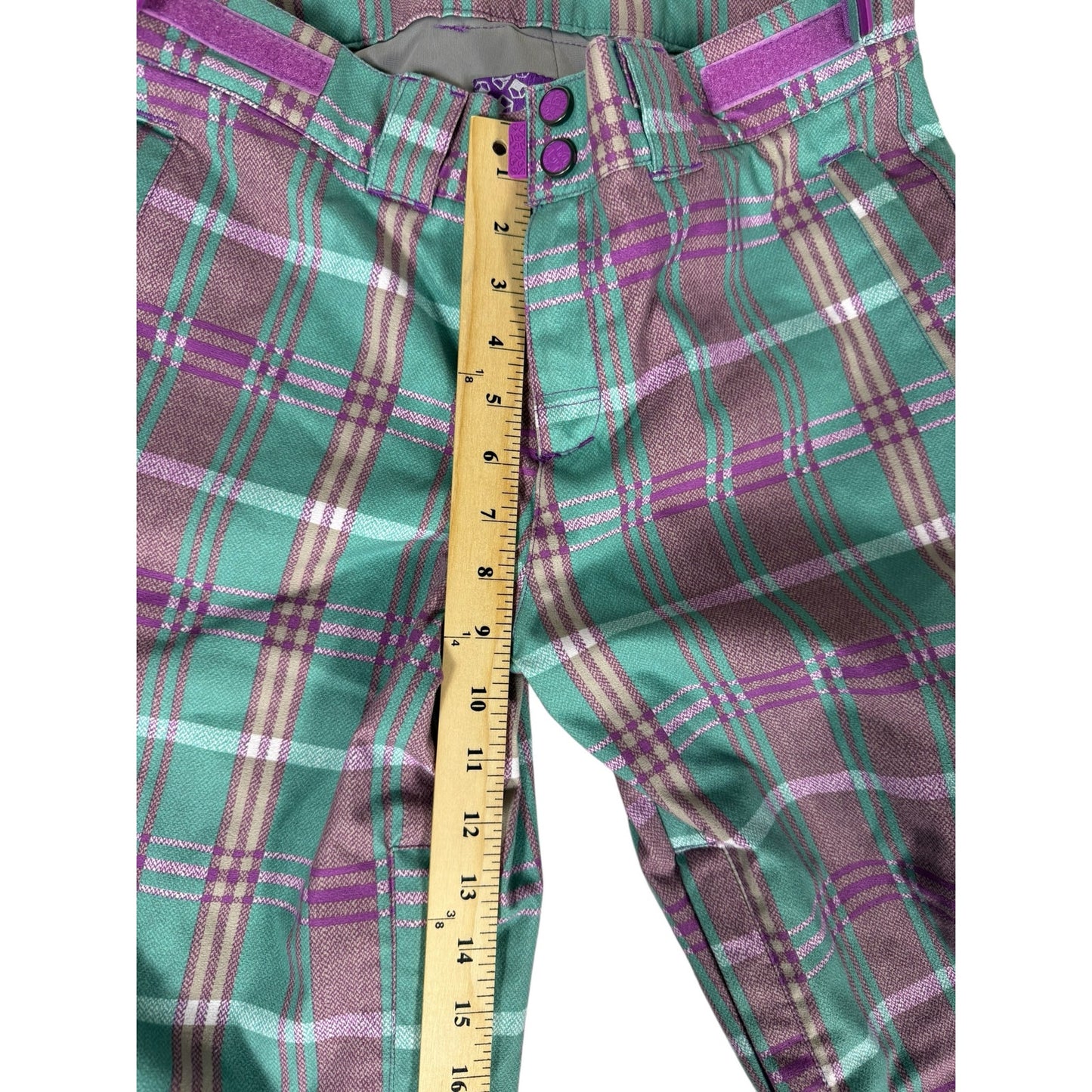 Women's Venture Liquid 5000mm Green and Pink Plaid Snow pants Medium