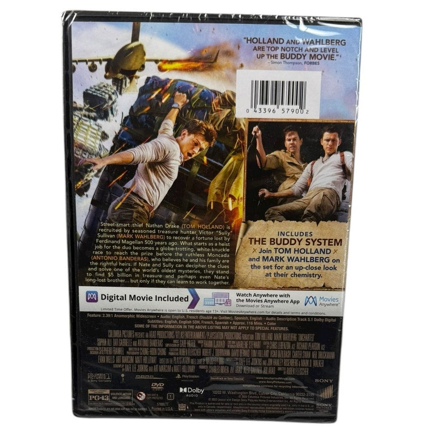 Uncharted (DVD + DIGITAL, 2022) SEALED, New!