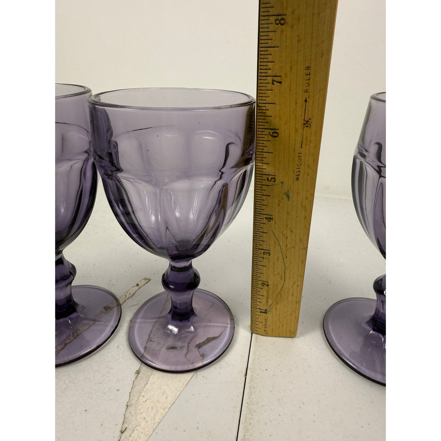 East Creek set of six Glass Vintage Drinking Goblets 8.5oz Purple