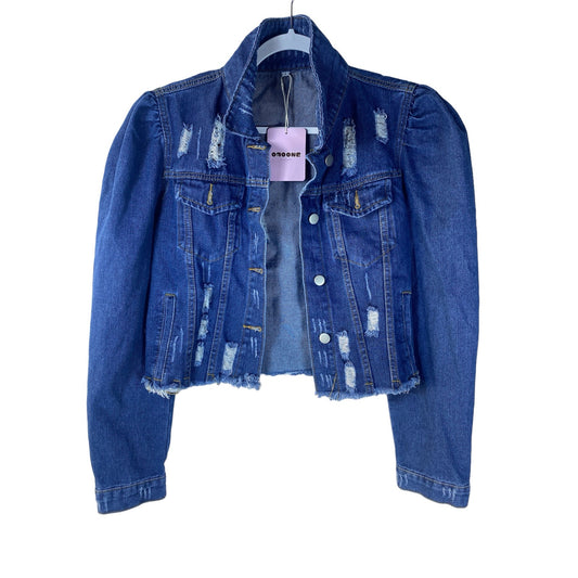 NWT Omoone women’s Denim Jacket Size L Ripped