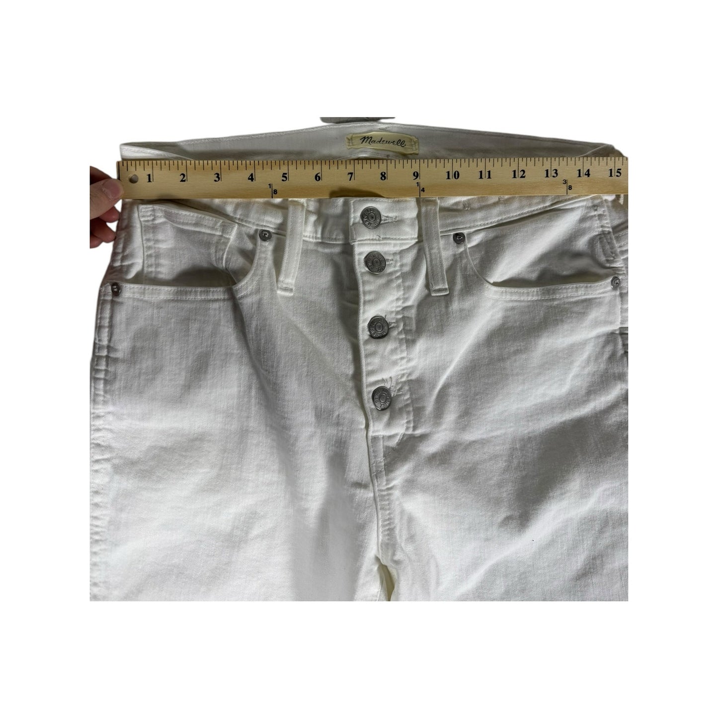 Women's Madewell White Ankle Hi-rise Skinny Jeans Button up size 30