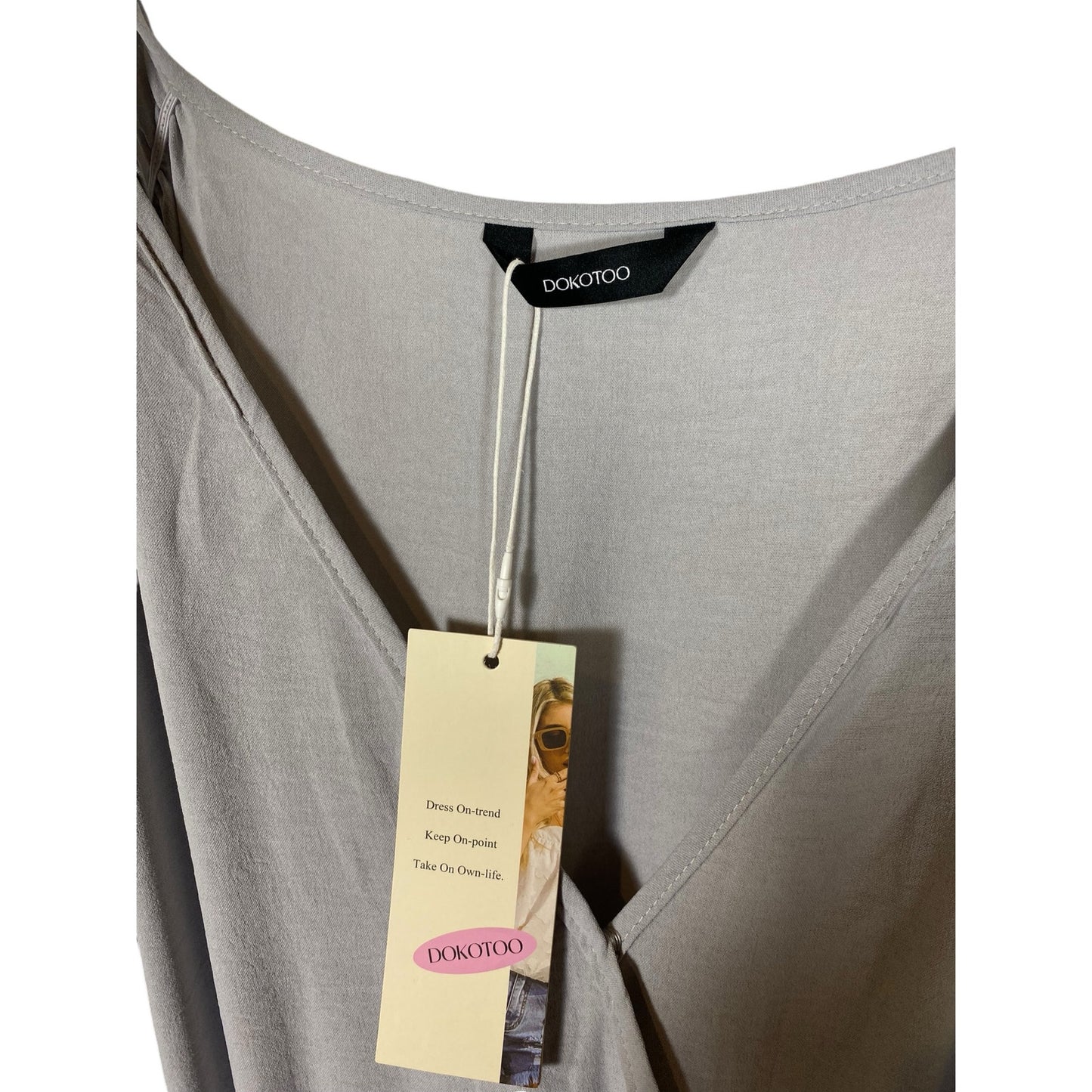 NWT Dokotoo One Piece Jumper Women's Size XL Gray Open Shoulder V Cut