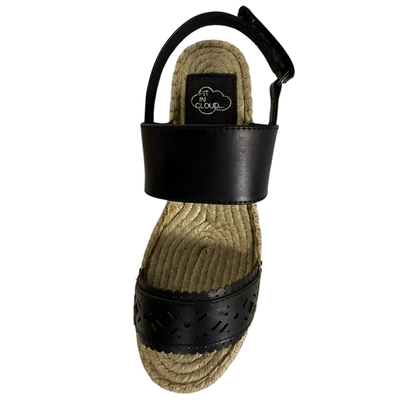NIB Landing Craft Espadrille Black Size 4.5 (35) Open Toe Ankle Strap