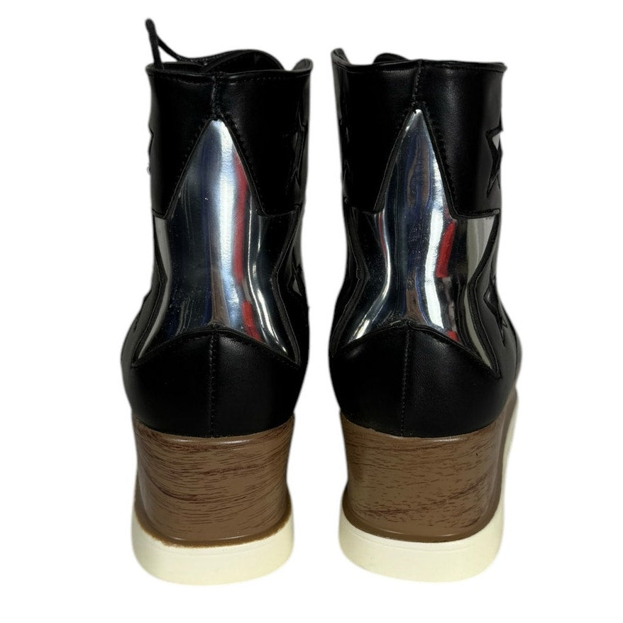 New Qupid boots Women's Black size 8.5 Stars Platform Woodgrain