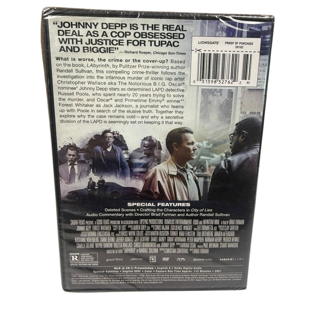 City of Lies (DVD, 2021) Brand New Sealed Johnny Depp Forest Whitaker Ships Free