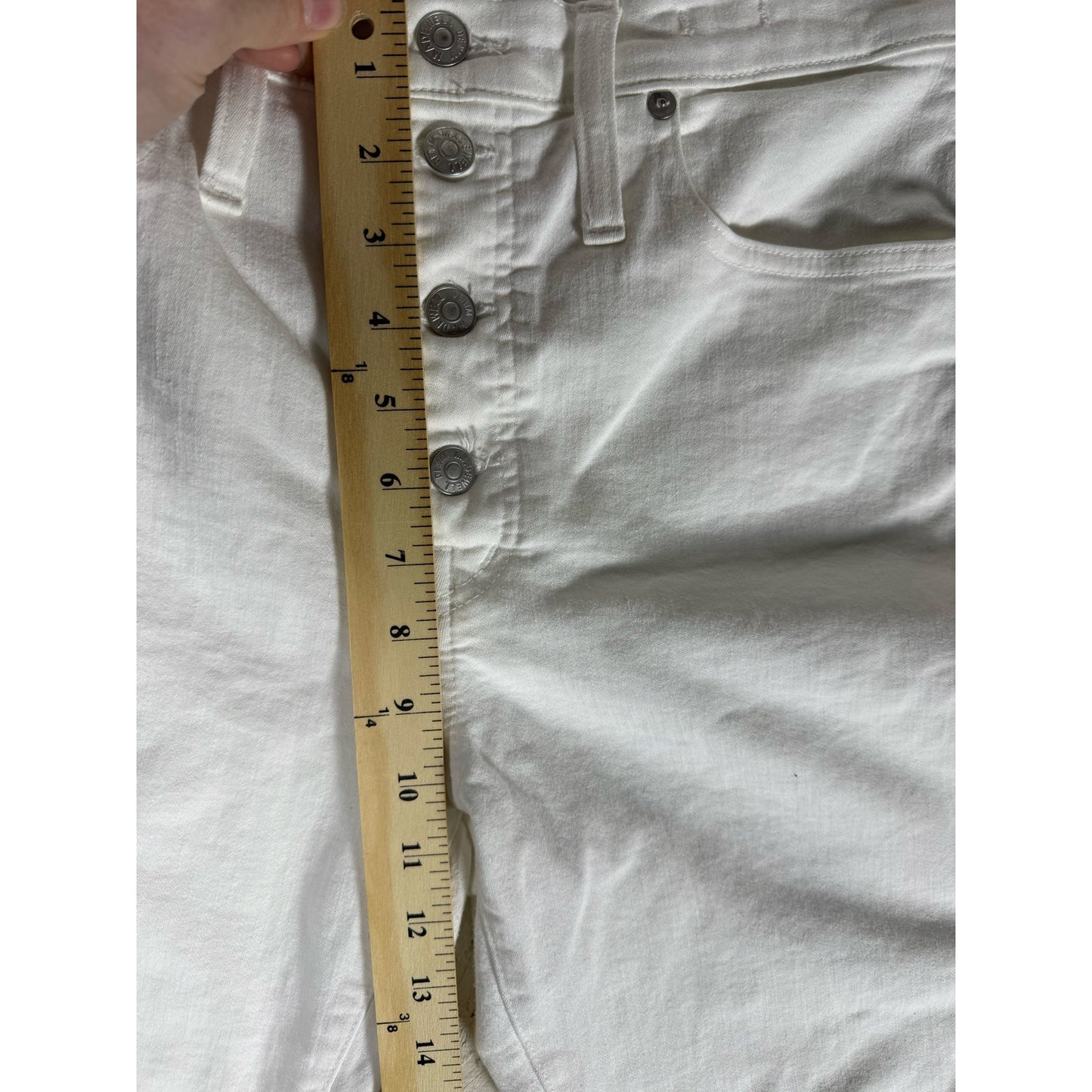 Women's Madewell White Ankle Hi-rise Skinny Jeans Button up size 30