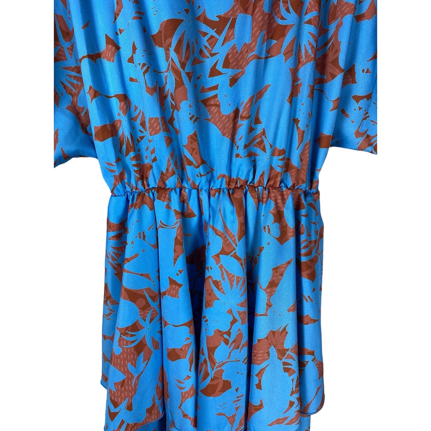 Women’s dress Blue Floral Print size medium elastic waist
