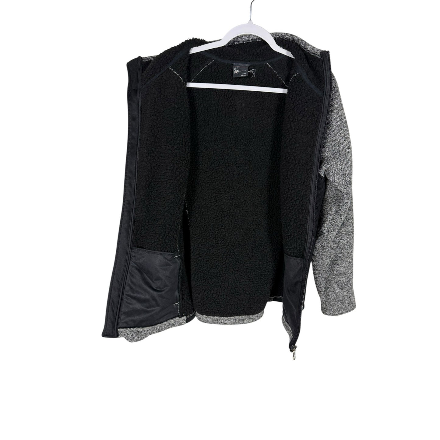 Spyder Zip up jacket Women's Fleece Gray black Size XL