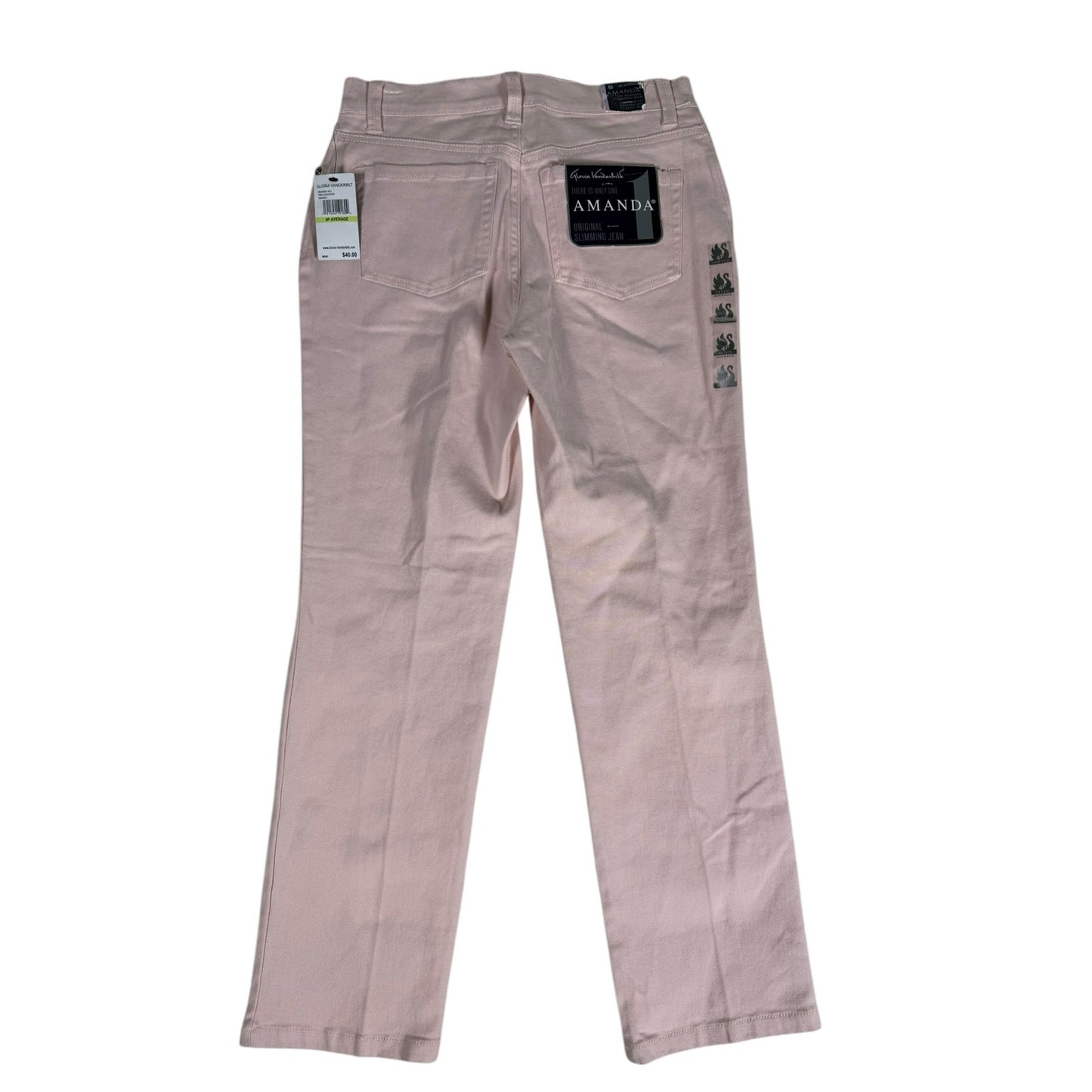 NWT Women's Gloria Vanderbilt Pink Amanda Slimming Jeans Size 4P