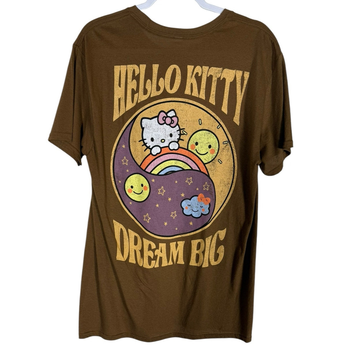 Hello Kitty T-shirt Men's Medium Brown Dream Big Crewneck