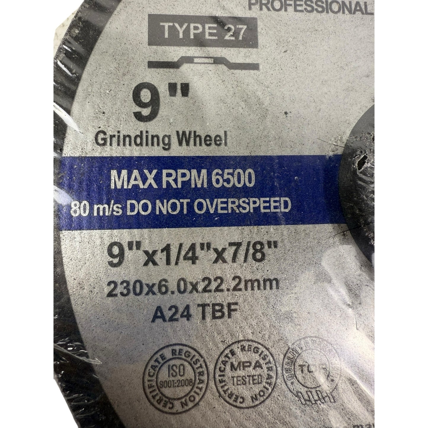 5 Pack - BHA 9" x 1/4" x 7/8" Metal Grinding Wheels T27 Discs for Angle Grinders