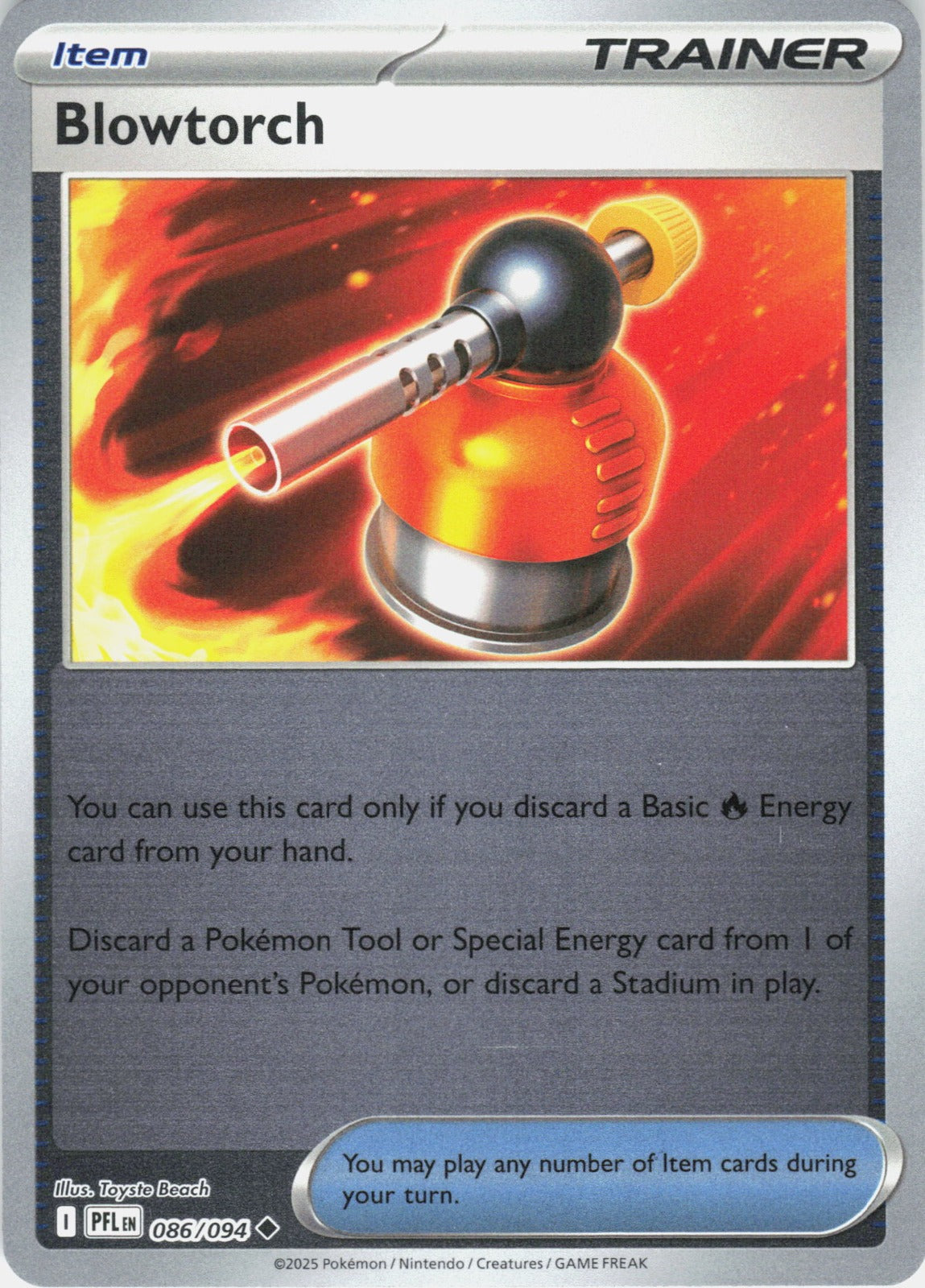 Blowtorch Reverse Holo Uncommon ME02: Phantasmal Flames 086/094 NM