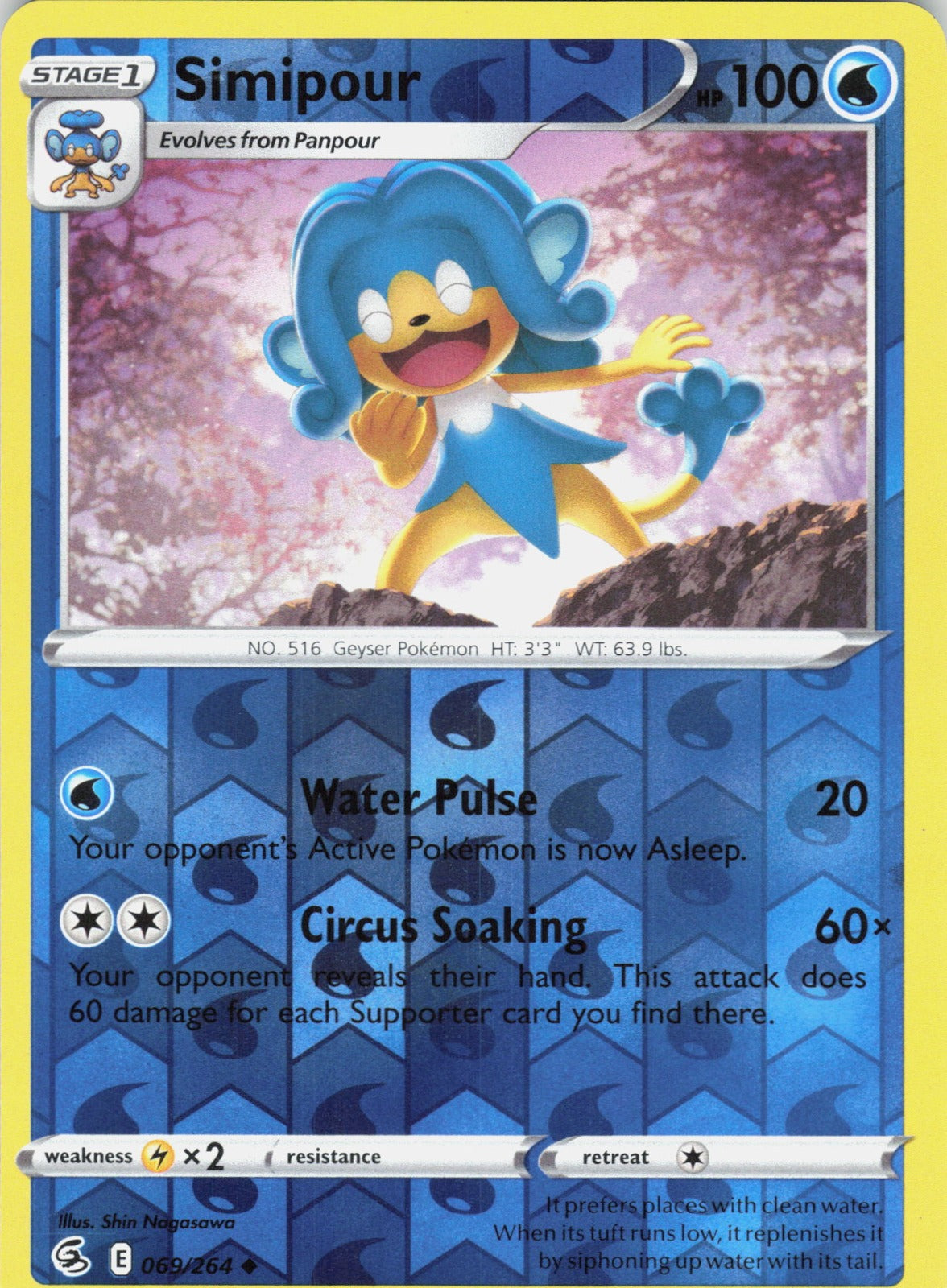 Simipour Reverse Holo Uncommon SWSH08: Fusion Strike 069/264 NM