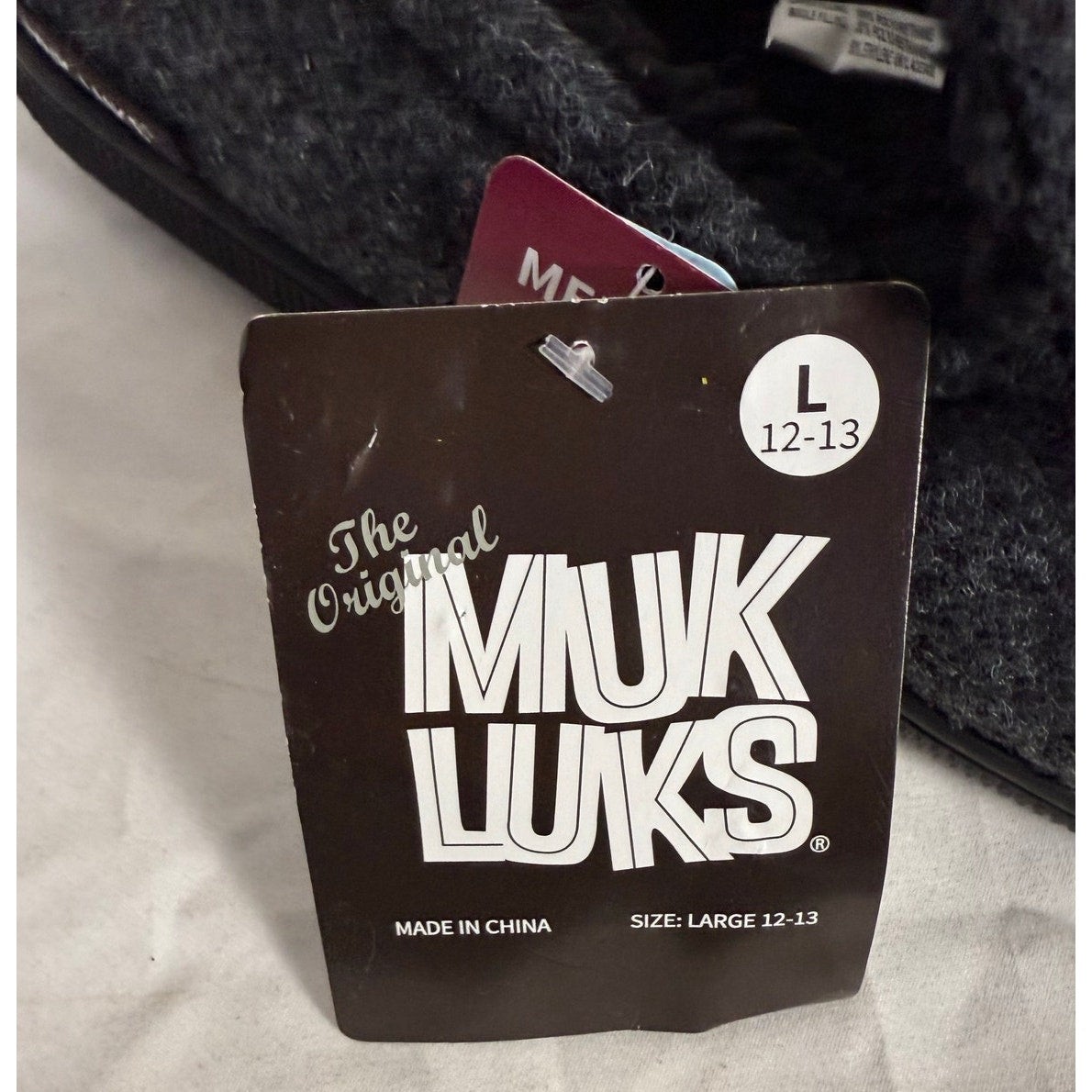 NWT Muk Luks Moccasin Women's Gray Slippers Size Large Fur Lined Memory Foam