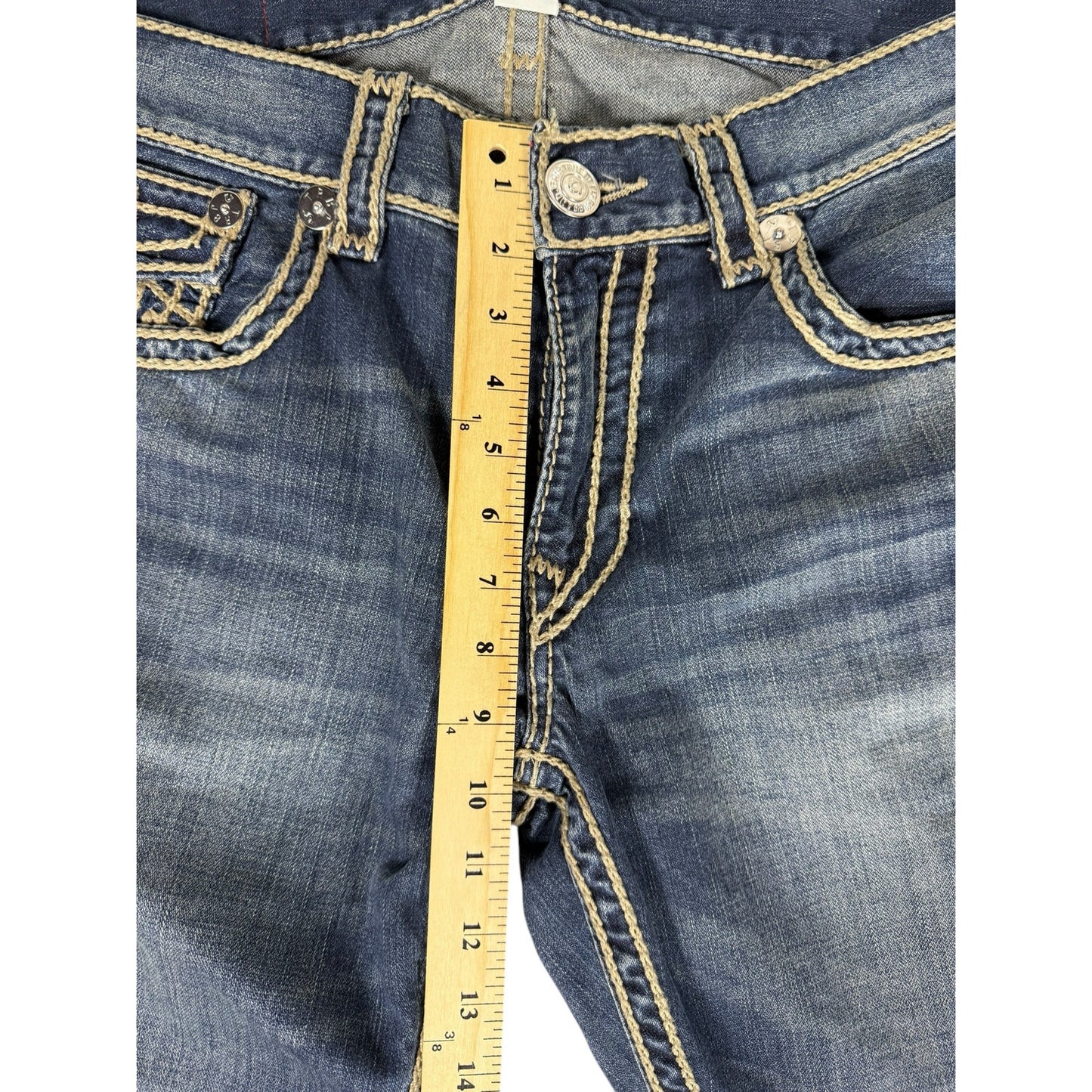 Men's True Religion Rope  Flap Pocket Stitched Straight Jeans Size 34