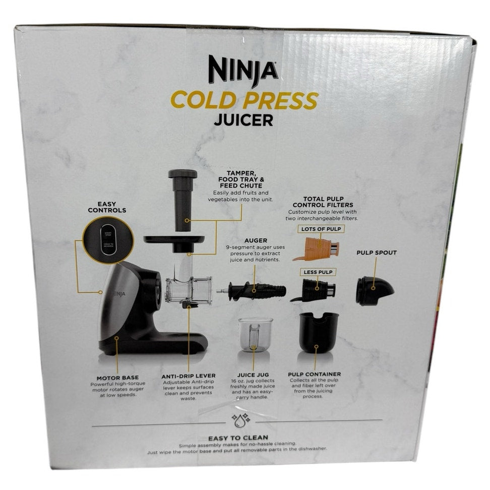 Ninja JC101 Cold Press Pro Compact Powerful Slow Juicer Total Pulp Control JC100