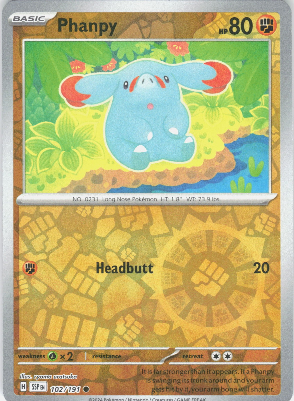 Phanpy Reverse Holo Common SV08: Surging Sparks 102/191 NM