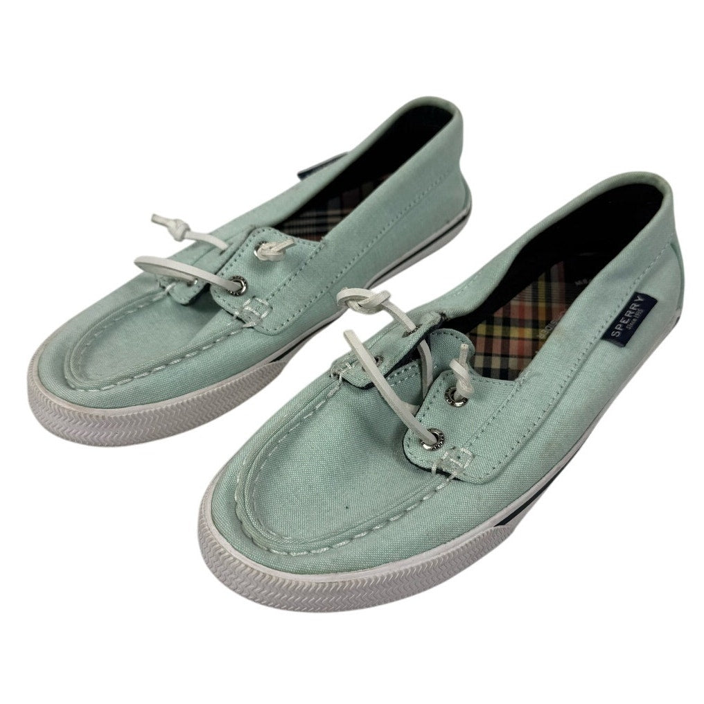 SPERRY TOPSIDER WOMEN'S 6 seafoam Green CANVAS SLIP ON SNEAKERS SHOES