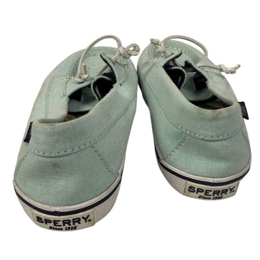 SPERRY TOPSIDER WOMEN'S 6 seafoam Green CANVAS SLIP ON SNEAKERS SHOES