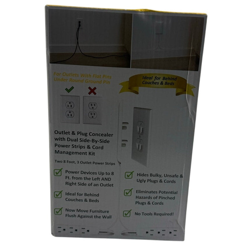 NIB Sleek Socket Original & Patented Ultra-Thin Outlet Concealer w/8ft Cord Kit