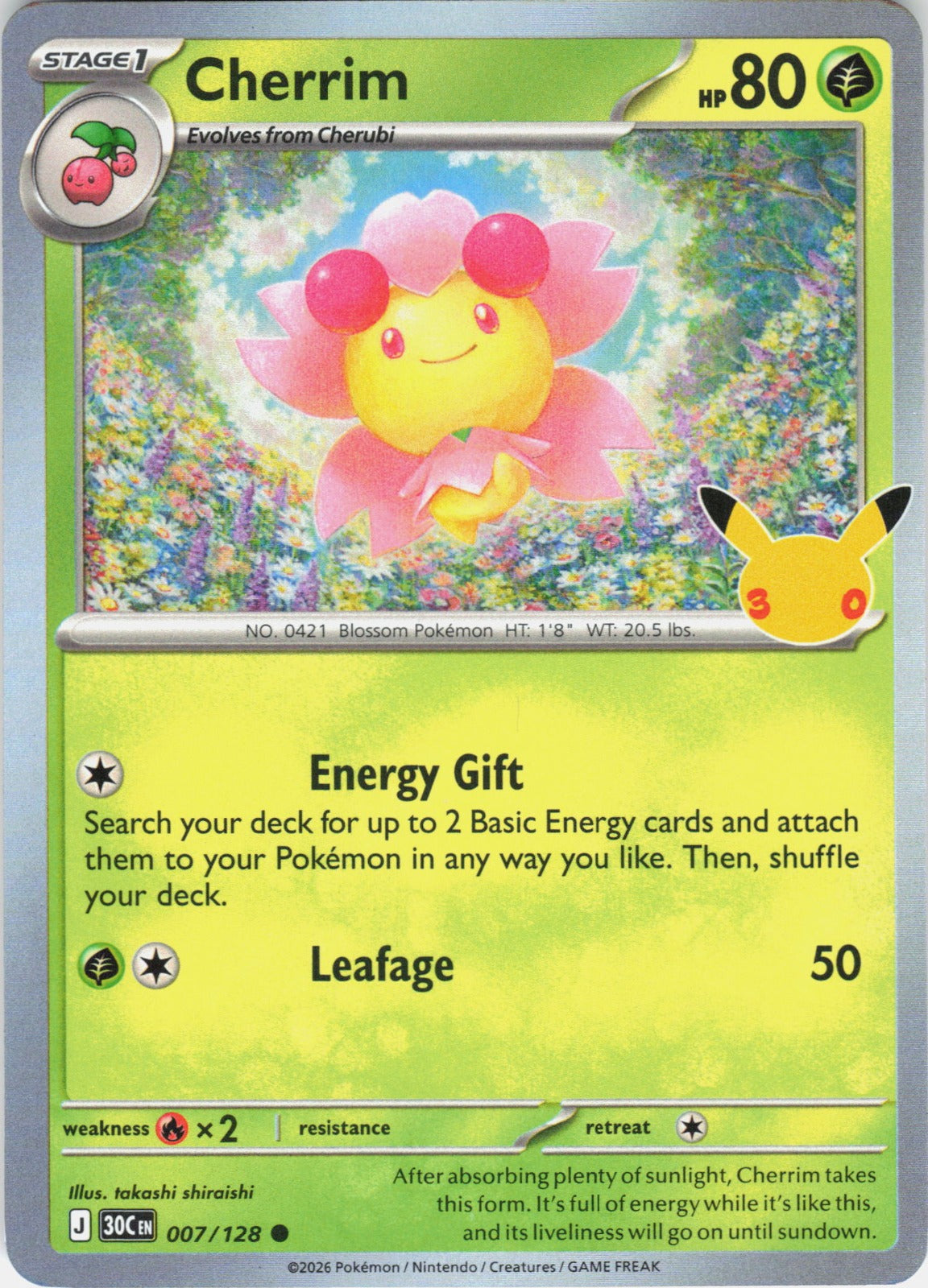 Cherrim Holo Common ME: 30th Celebration 007/128 NM