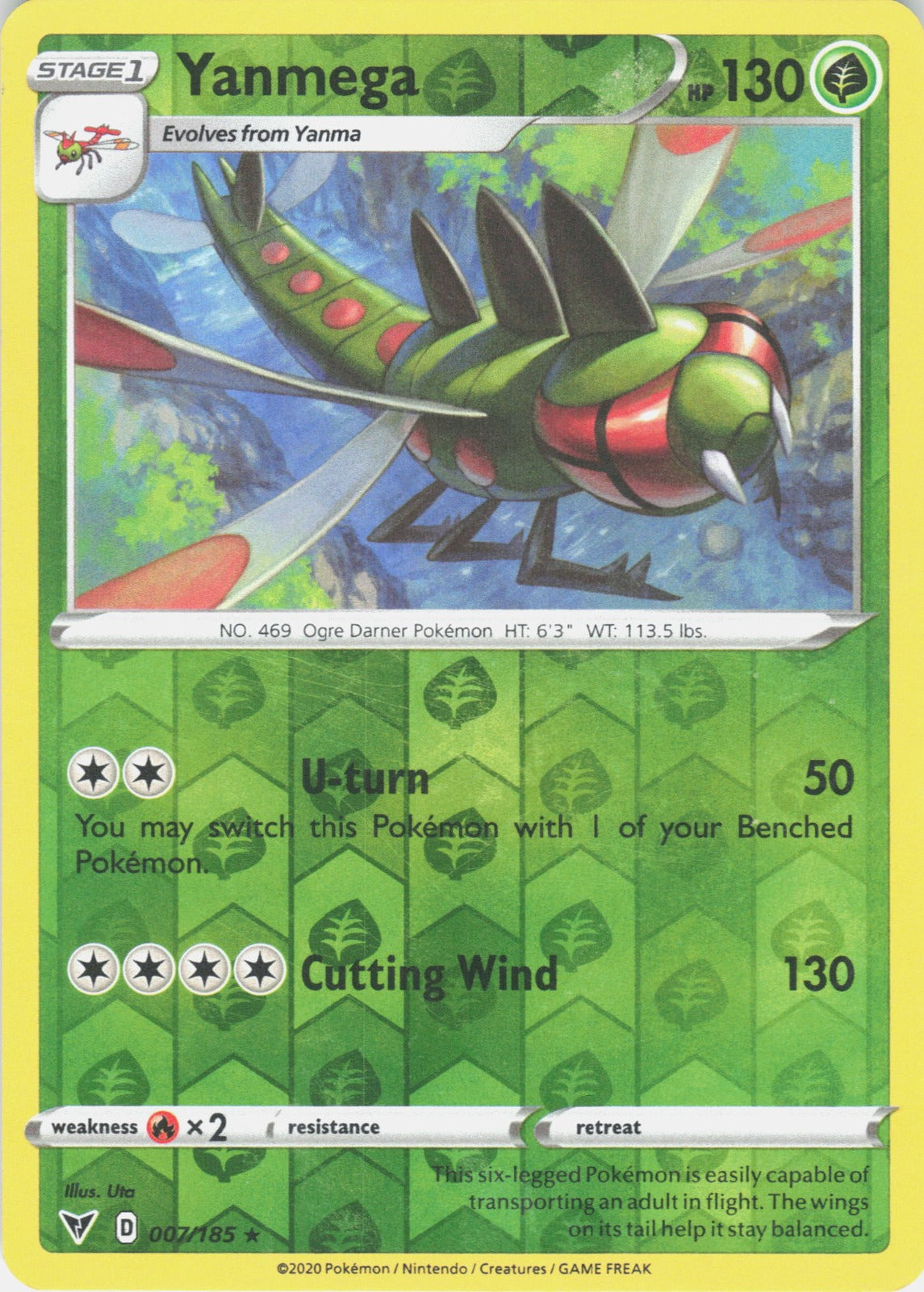 Yanmega Reverse Holo Rare SWSH04: Vivid Voltage 007/185 NM