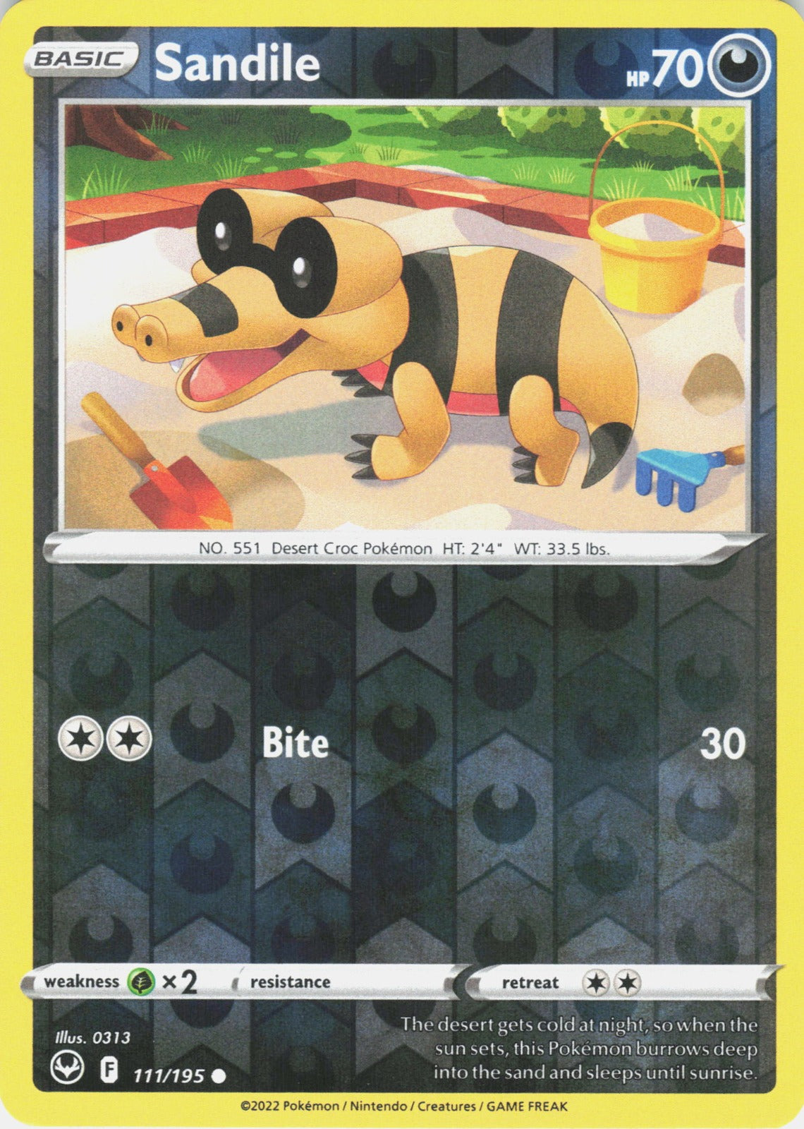 Sandile Reverse Holo Common SWSH12: Silver Tempest 111/195 NM