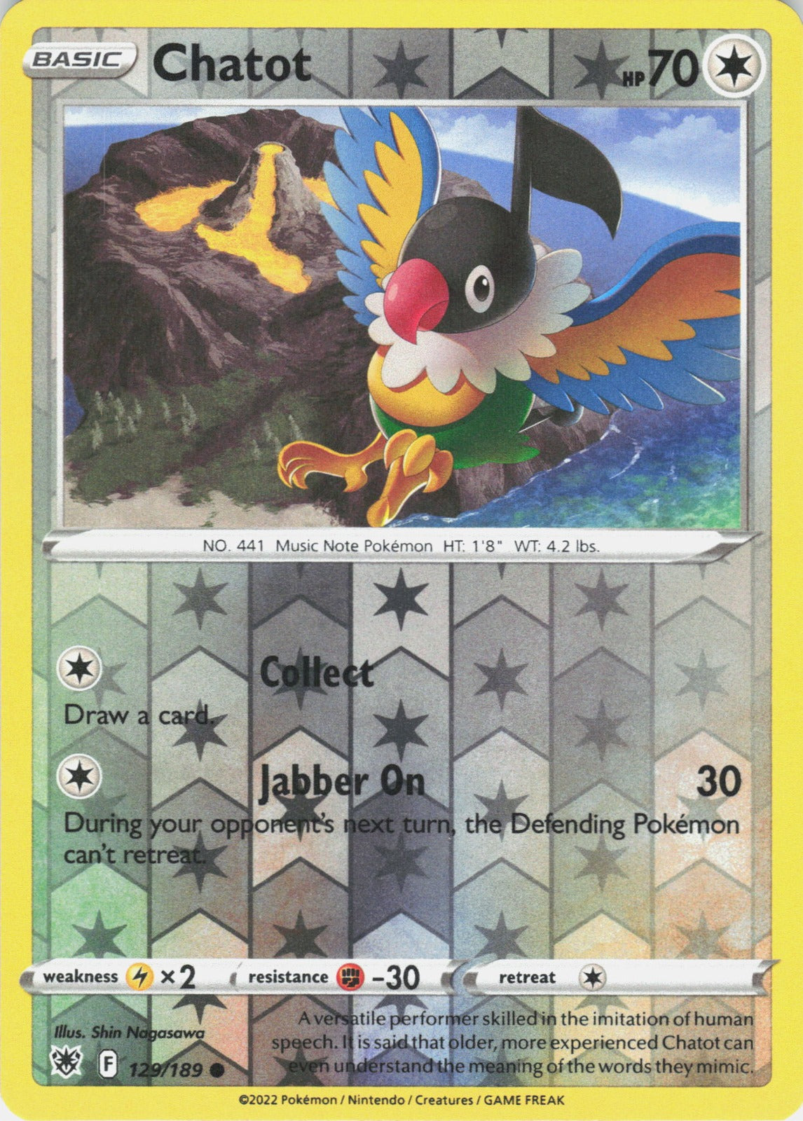 Chatot Reverse Holo Common SWSH10: Astral Radiance 129/189 NM