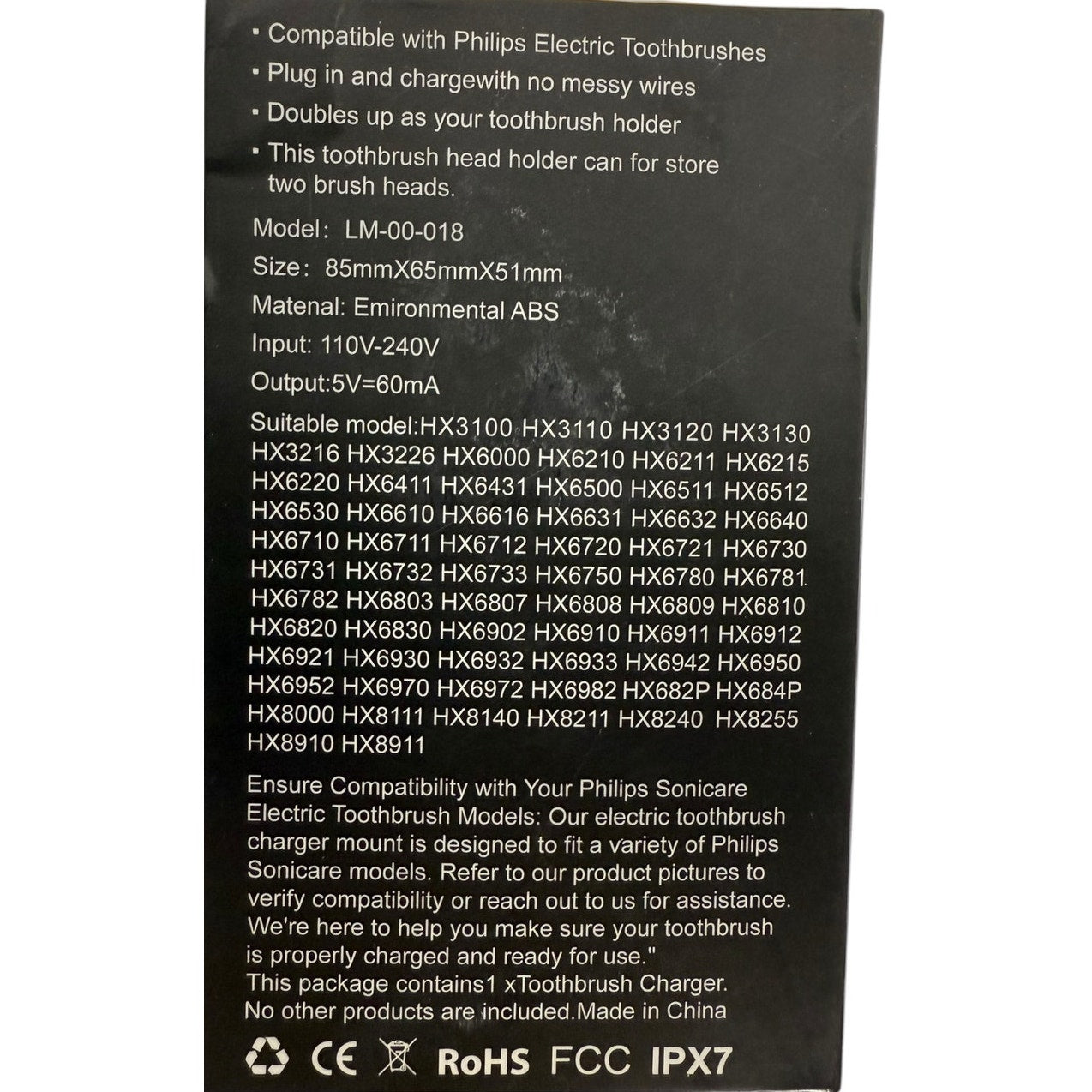 Plug-style Inducive Charging Charger for Toothbrush Works with Phillips Electric