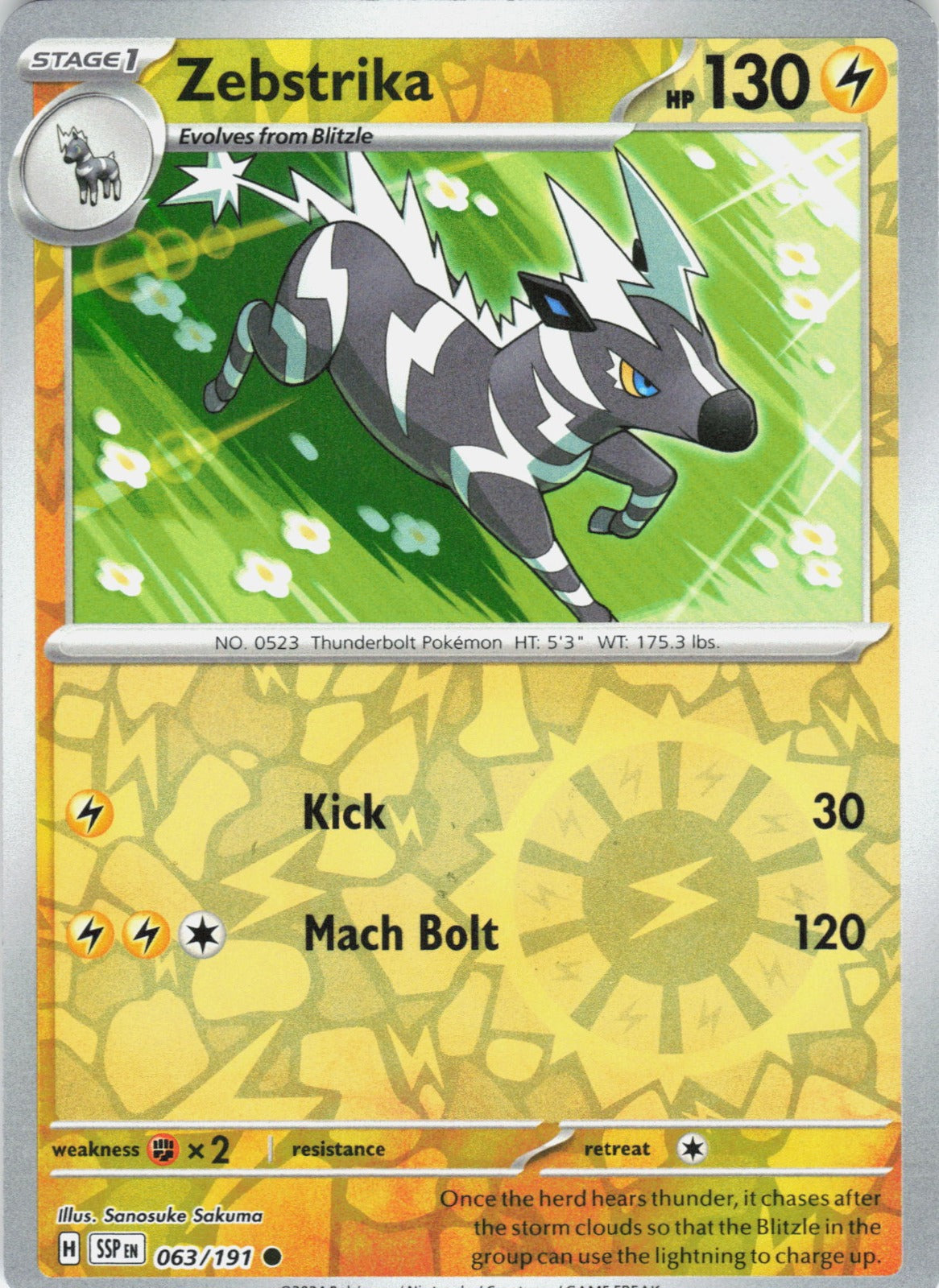 Zebstrika Reverse Holo Common SV08: Surging Sparks 063/191 NM