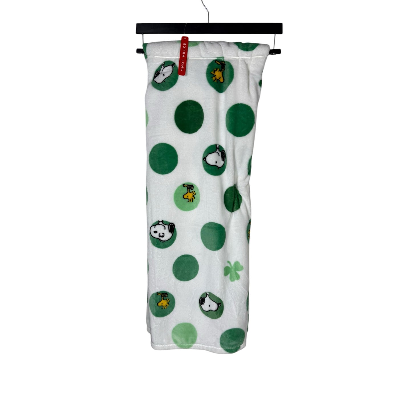 Peanuts Snoopy Woodstock St. Patrick Shamrock White Fleece Throw blanket 60 x 70