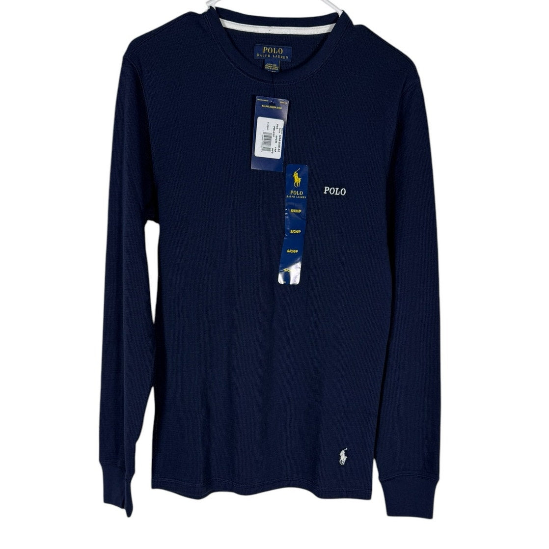 Polo Ralph Lauren Knit Crewneck Waffle Thermal Sleep Shirt Navy Blue NWT Small