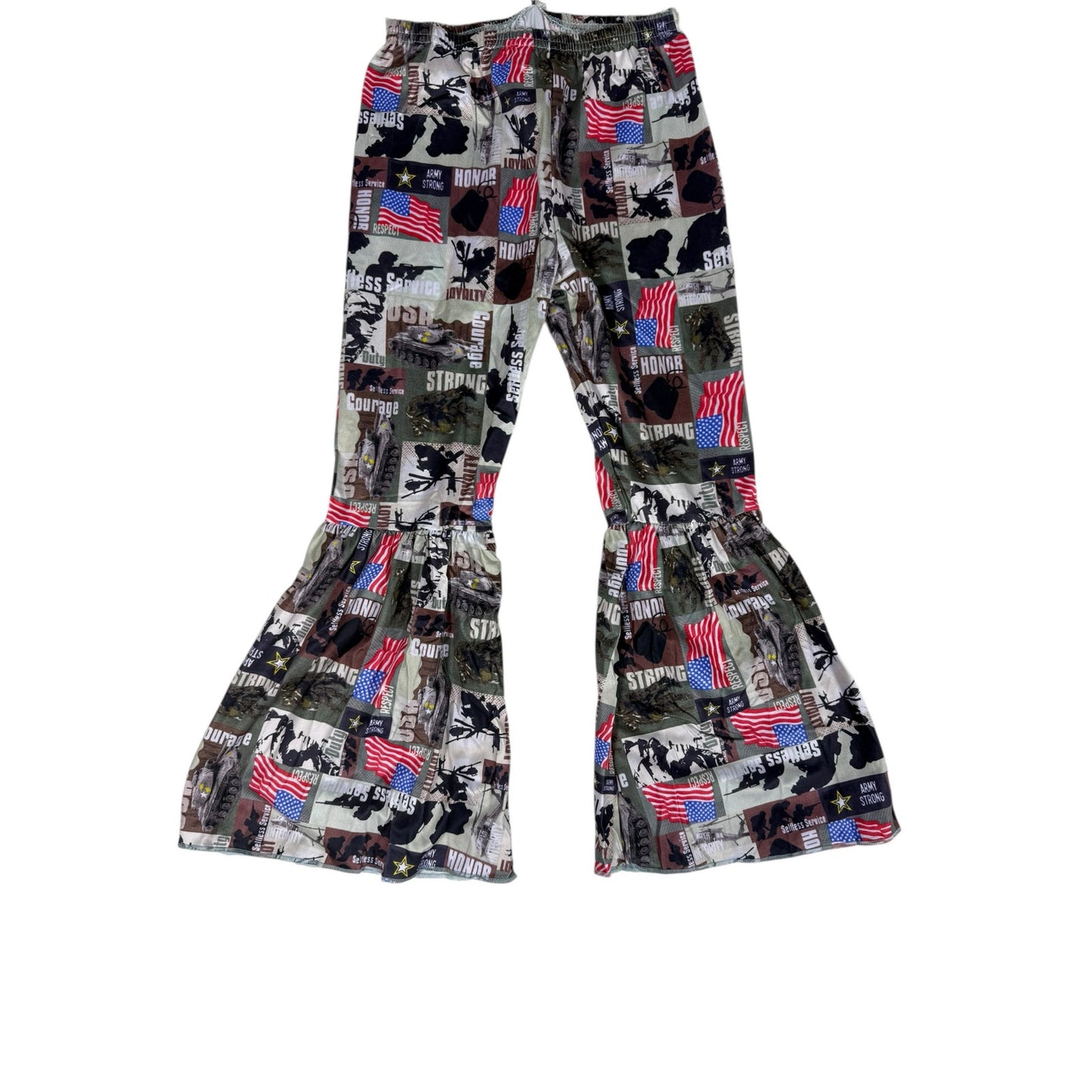 New Girls Bell Bottom Pants Size 3XL (7-8T) Army Proud Patriotic