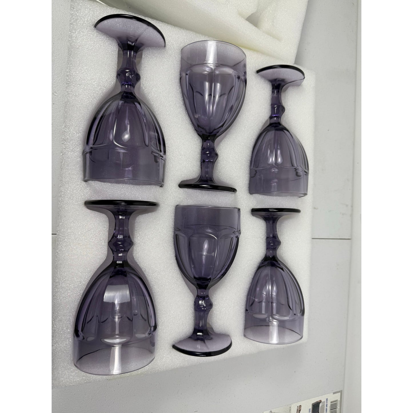 East Creek set of six Glass Vintage Drinking Goblets 8.5oz Purple
