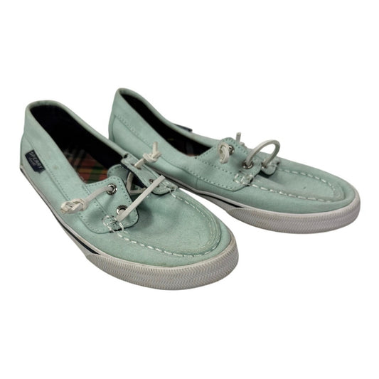 SPERRY TOPSIDER WOMEN'S 6 seafoam Green CANVAS SLIP ON SNEAKERS SHOES