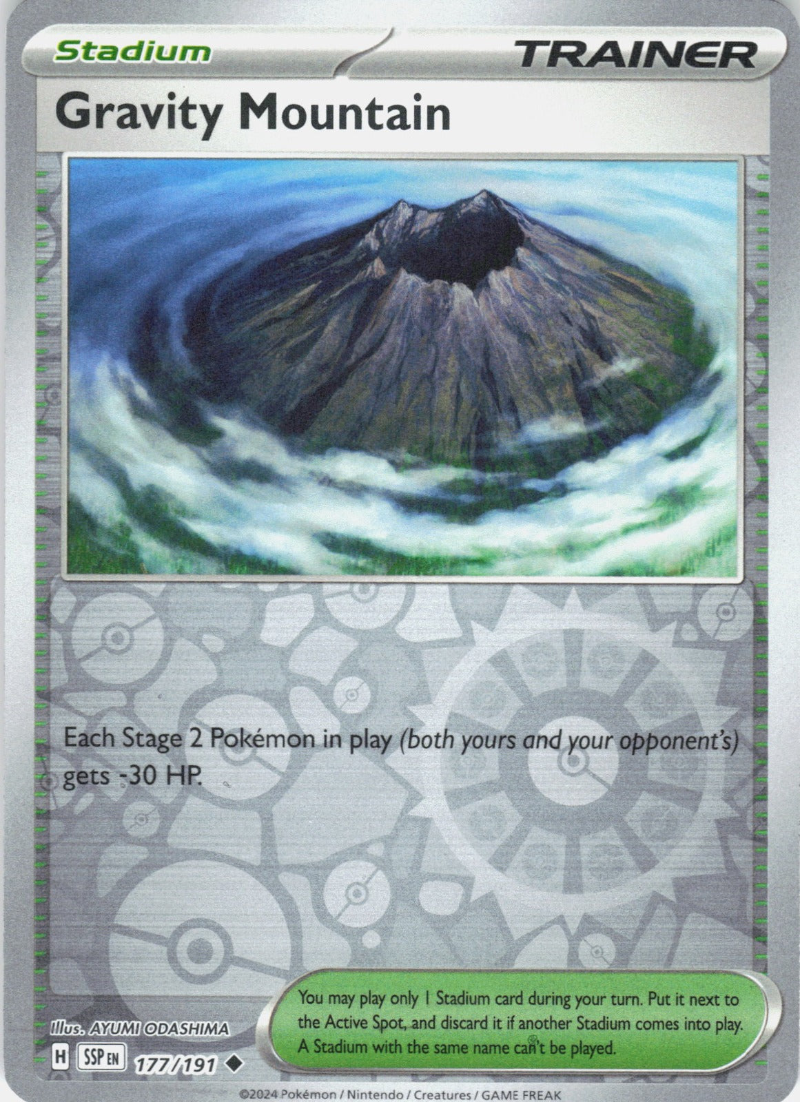 Gravity Mountain Reverse Holo Uncommon SV08: Surging Sparks 177/191 NM