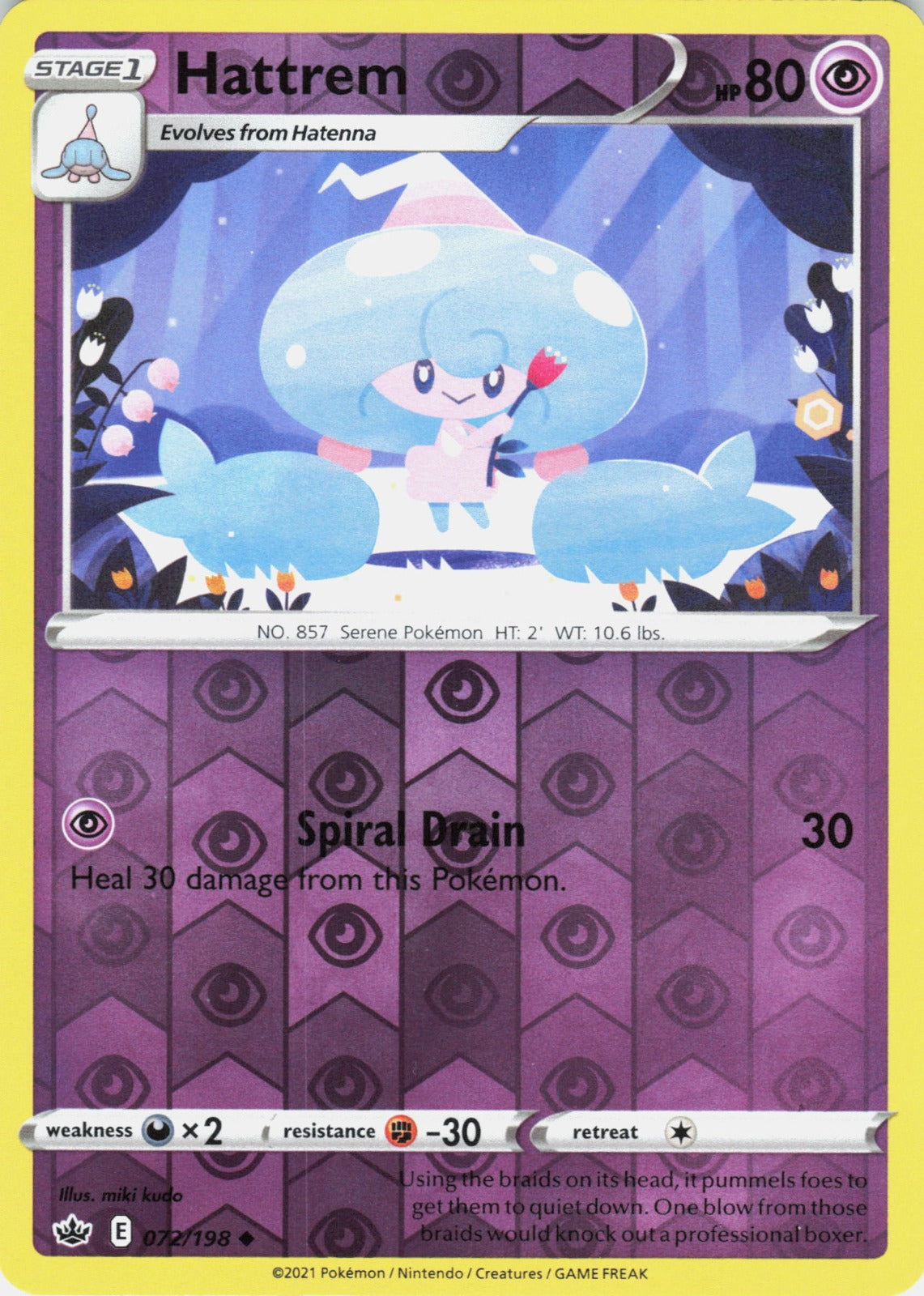 Hattrem Reverse Holo Uncommon SWSH06: Chilling Reign 072/198 NM